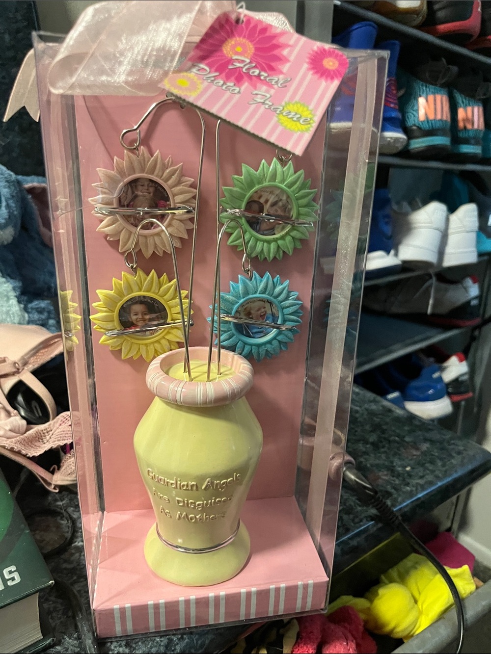 Floral Photo Frame Sunflower Vase Holder - Pastel Yellow, Pink, Green, Blue